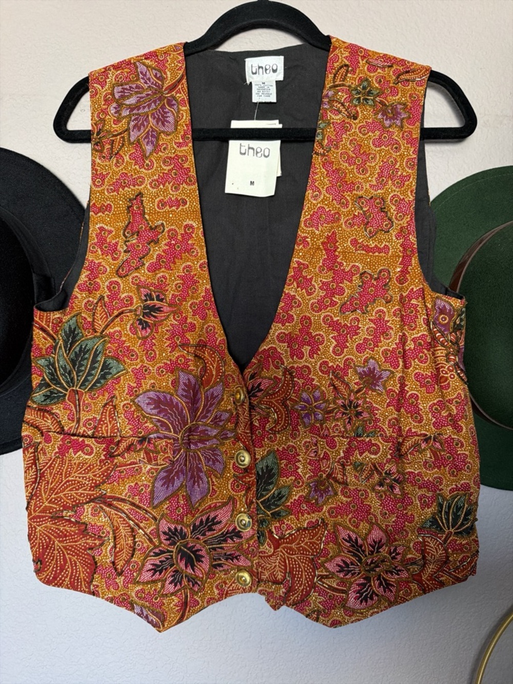 Vintage Theo Women's Floral Button-Down Vest -